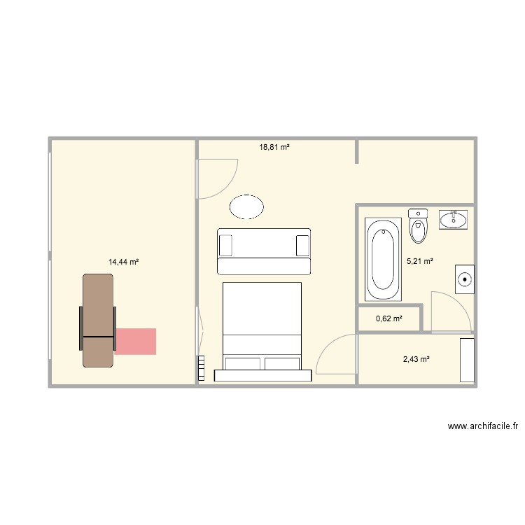 San estello. Plan de 5 pièces et 42 m2