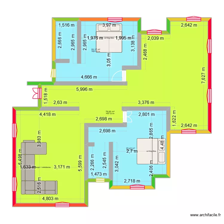 lies maison. Plan de 3 Pièces et 122 m²