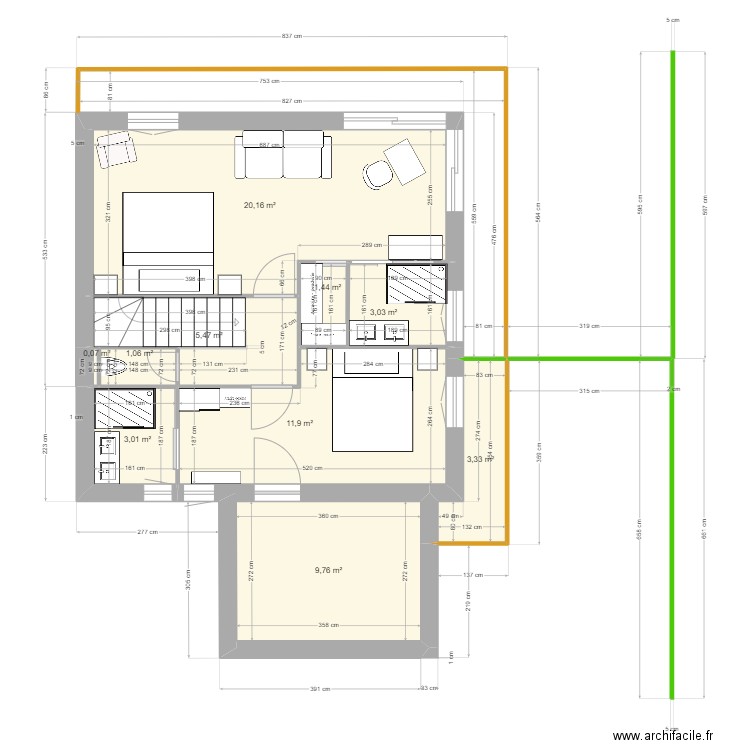 PYLA 1T new1. Plan de 10 pièces et 59 m2