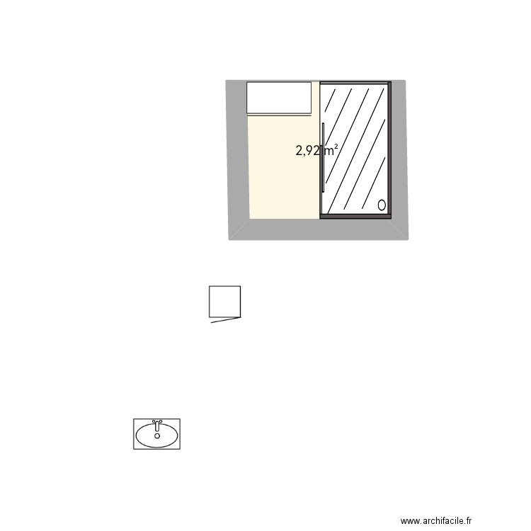 Plan sdb. Plan de 1 pièce et 3 m2
