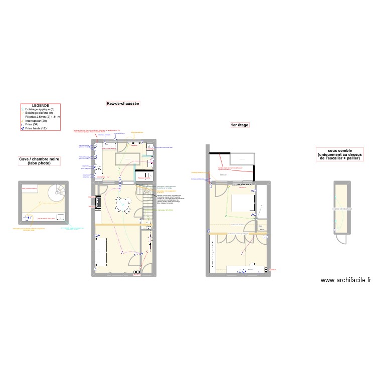 Plan maison. Plan de 12 pièces et 97 m2
