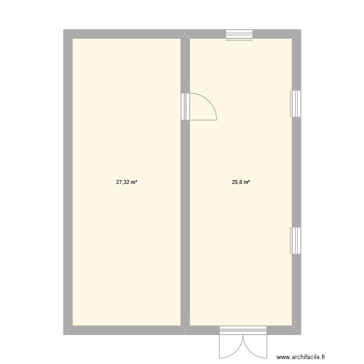 hangar. Plan de 2 pièces et 53 m2