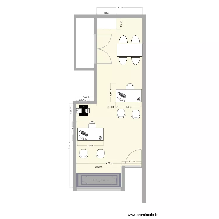 magasin. Plan de 1 et 34 m² magasin. Plan de 1 et 34 m²