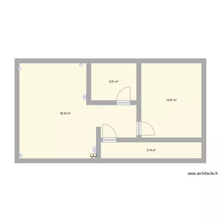 gite1. Plan de 4  et 56 m²