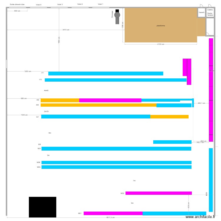 quai de chargement C. Plan de 3 pièces et 24 m2