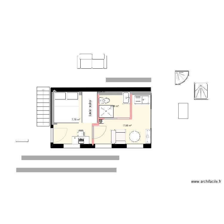 Surelev_V3. Plan de 4 pièces et 18 m2