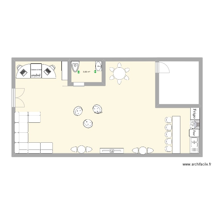 design naomy. Plan de 2 pièces et 82 m2