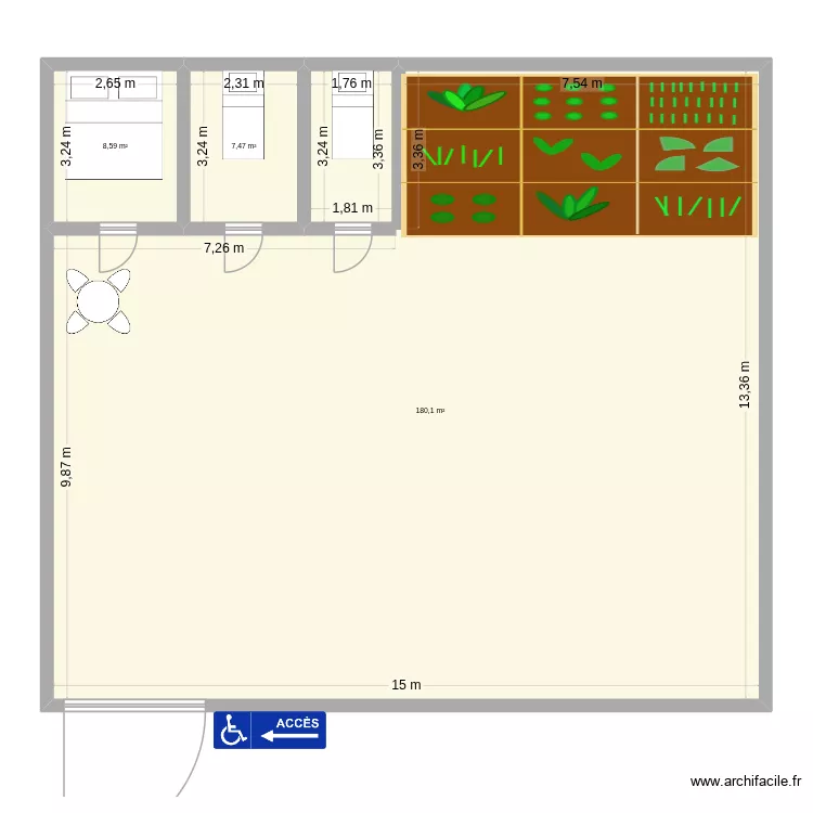azertyuiop. Plan de 3  et 196 m²