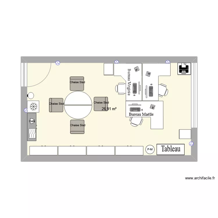 Plan avec petite table réunion full. Plan de 1 et 27 m² Plan avec petite table réunion full. Plan de 1 et 27 m²
