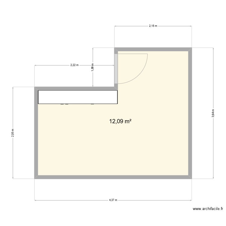 PACAULT. Plan de 1 pièce et 12 m2