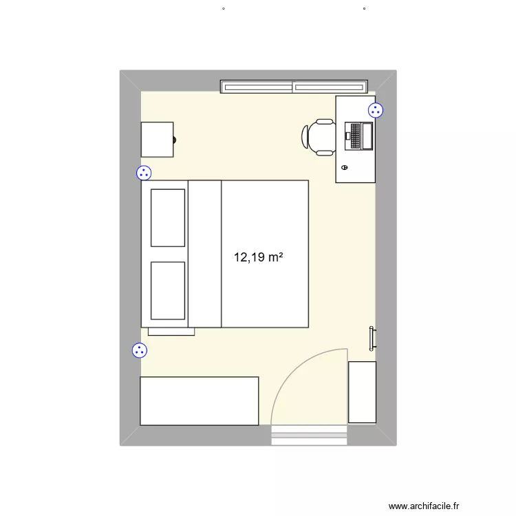 Chambre. Plan de 1  et 12 m²