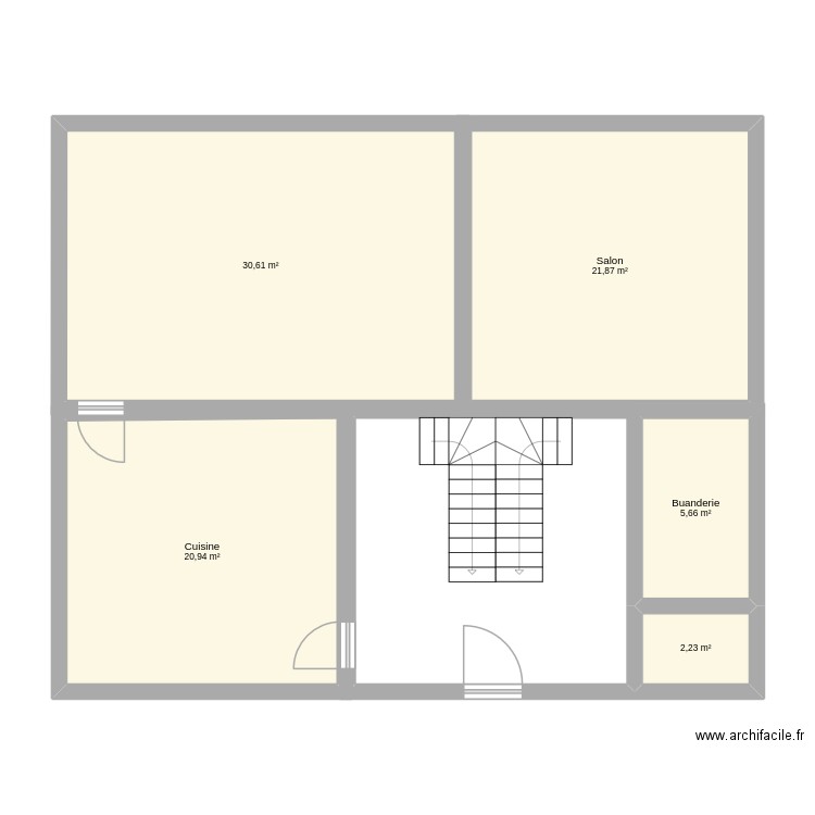 rdc tj en retard. Plan de 5 pièces et 81 m2