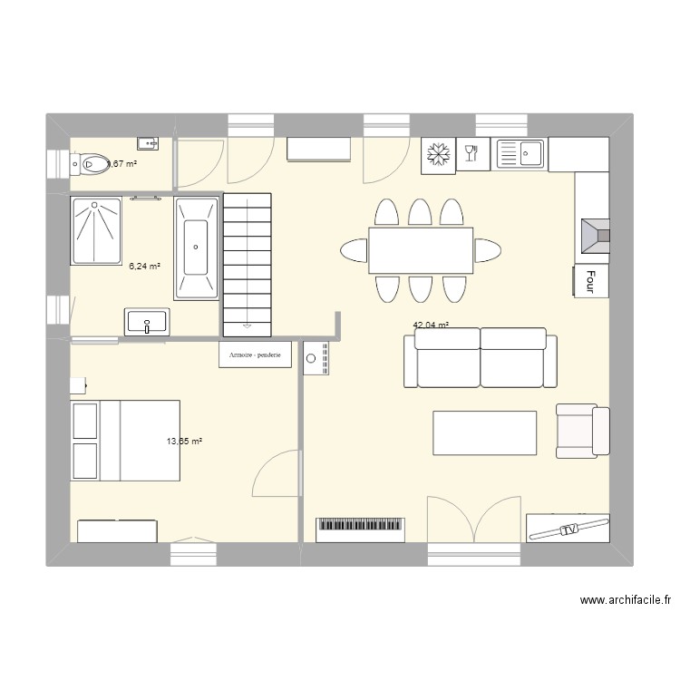 rdc 2. Plan de 4 pièces et 64 m2