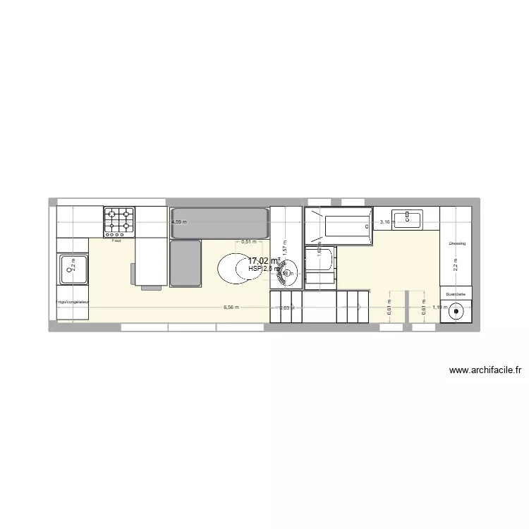 Tiny house rez version 6bis. Plan de 1 pièce et 17 m²