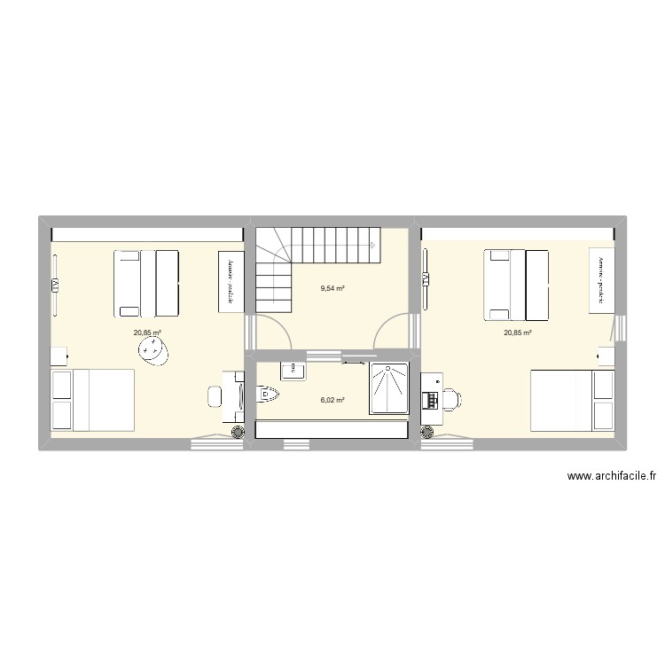 IZY - 1er ETG. Plan de 4 pièces et 57 m2