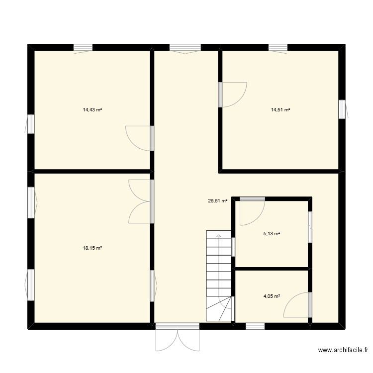 Gallee Wane. Plan de 6 pièces et 83 m2