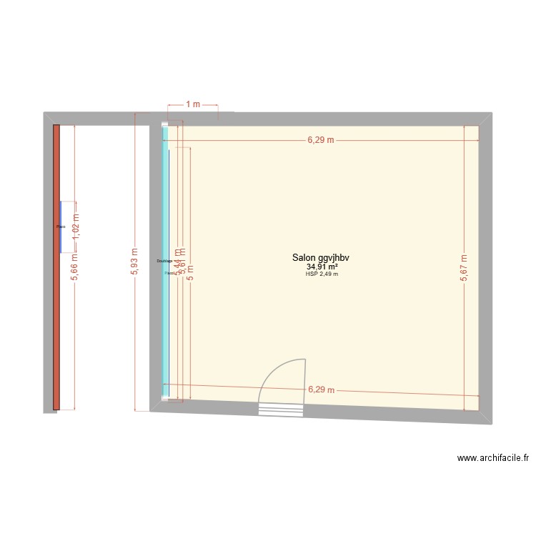 ESSAI. Plan de 1 pièce et 35 m2