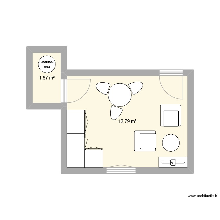 zagouris tyrosse r+1. Plan de 2 pièces et 14 m2