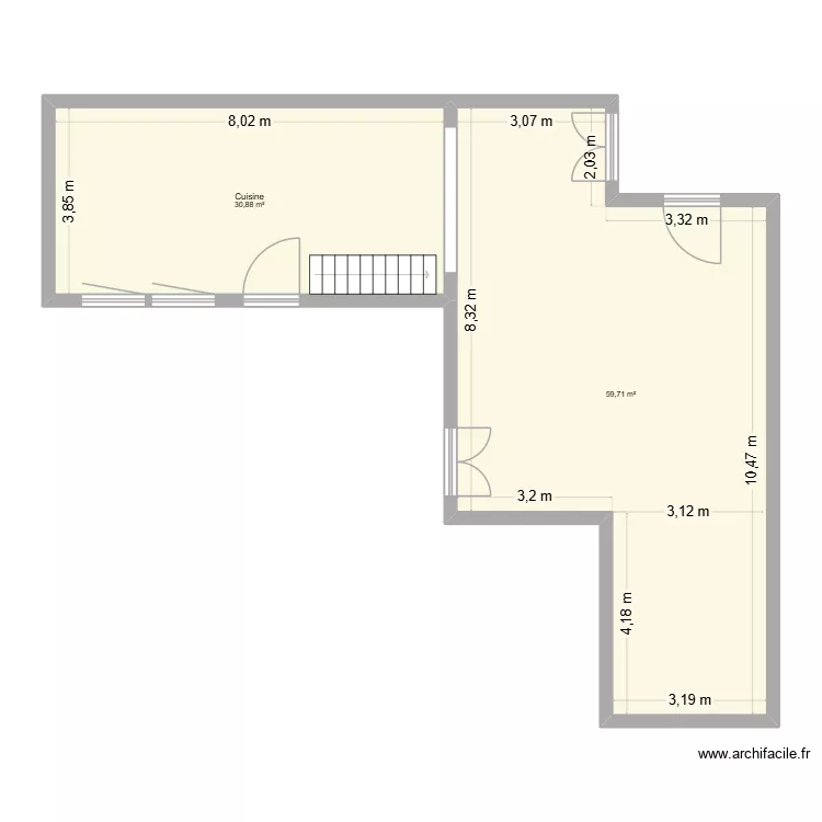 baccaro. Plan de 2 Pièces et 91 m²