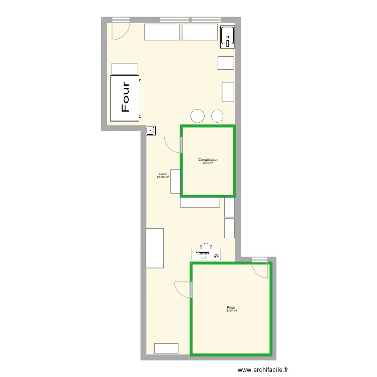 fournil de boulangerie Quarroz vouvry. Plan de 3 pièces et 123 m2