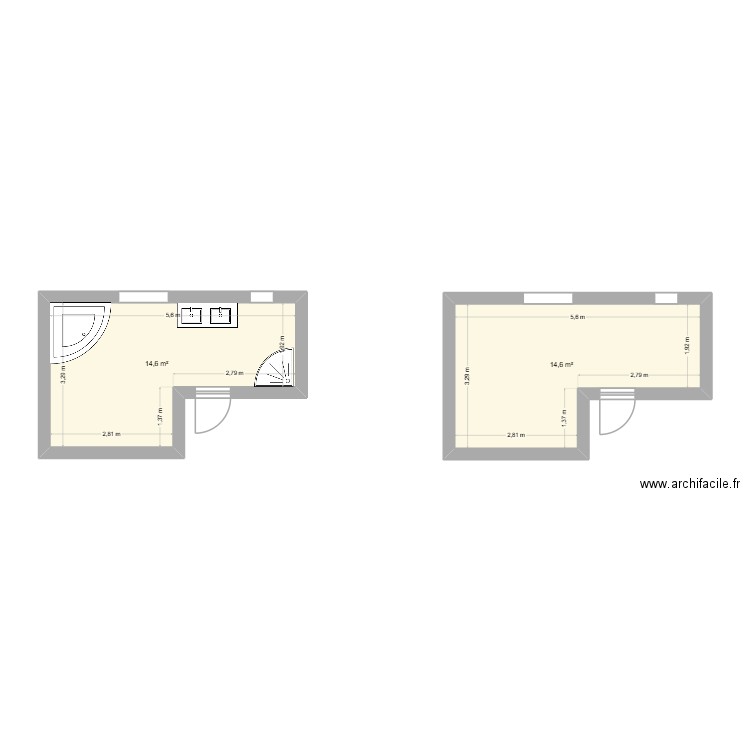 ABATOUY Rachida. Plan de 2 pièces et 29 m2
