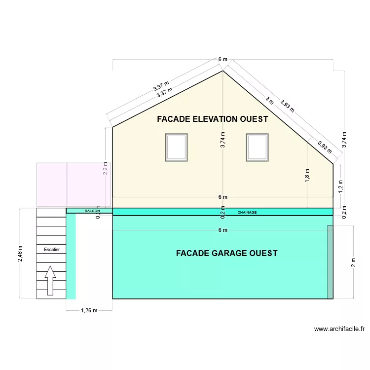 FACADE OUEST. Plan de 