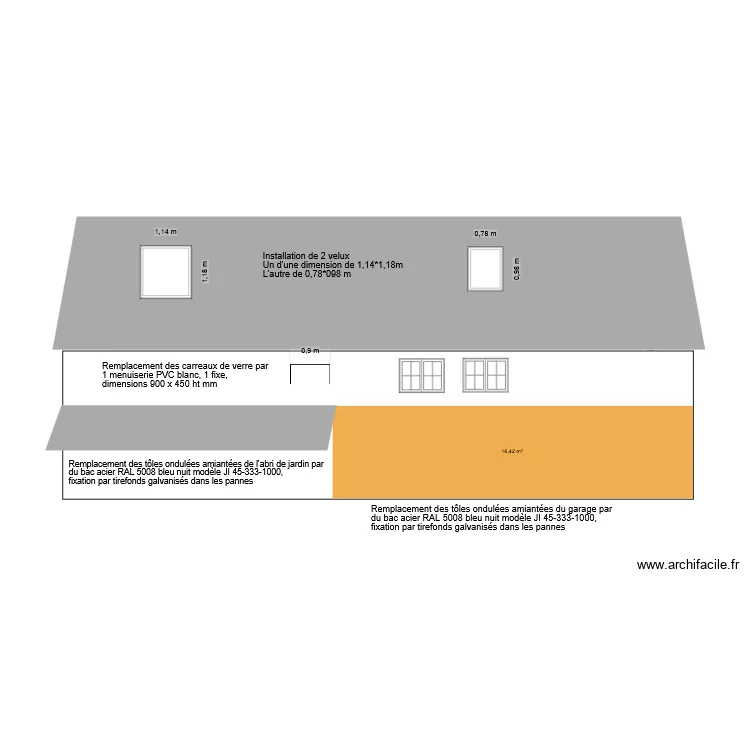 facade arri&egrave;re maison - apr&egrave;s travaux. Plan de 