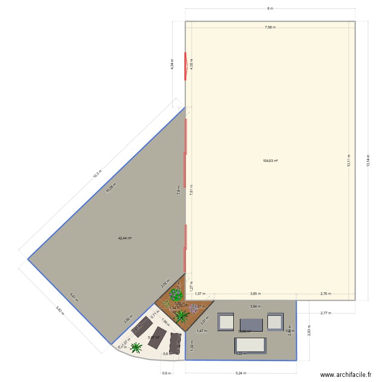 maison bis. Plan de 5 pièces et 170 m2