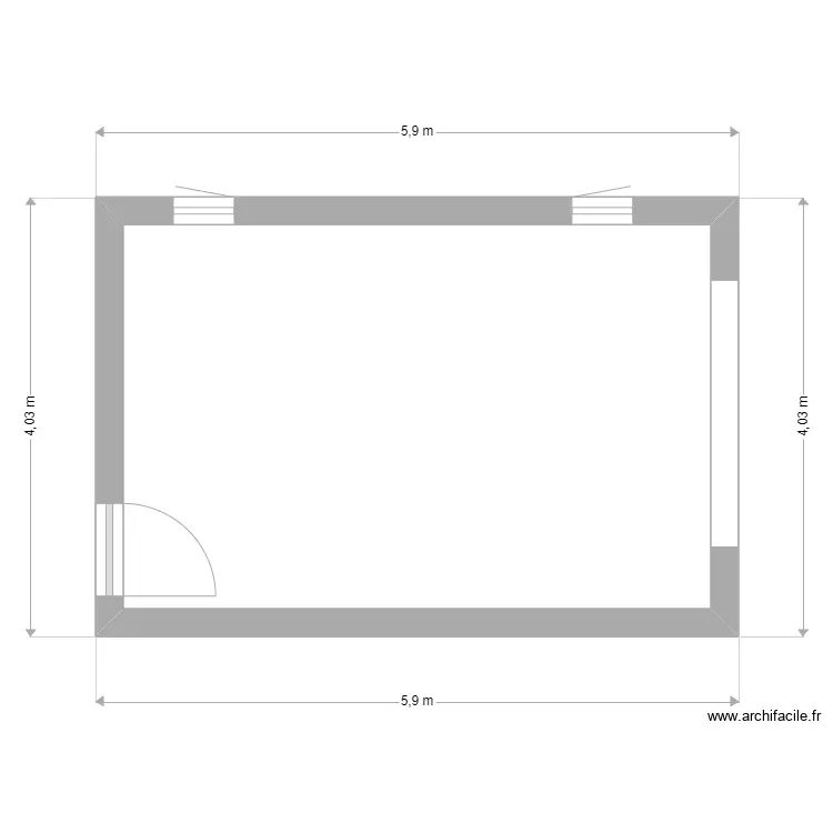 chambre ami. Plan de 1 Pièce et 19 m²