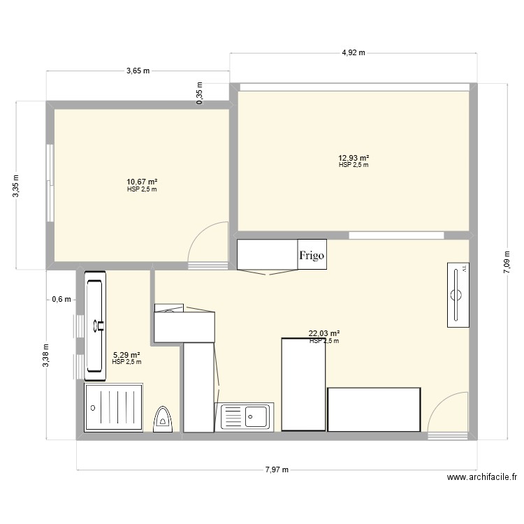 apt propo 5. Plan de 4 pièces et 51 m2