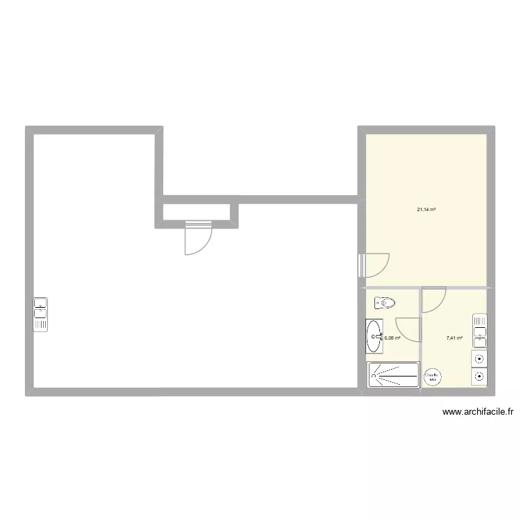 plan maison. Plan de 3 pièces et 35 m²