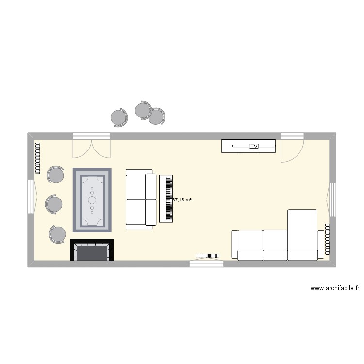 Test Salon. Plan de 1 pièce et 37 m2