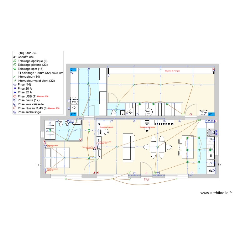 GARAVAN - Electricité v1.5.1. Plan de 16 pièces et 197 m2