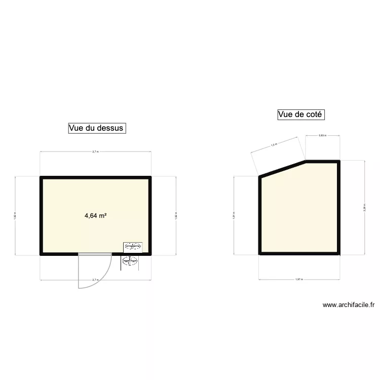 Coussan chambre froide. Plan de 2  et 8 m²