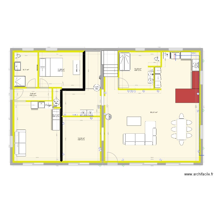 PLAN SERRIERE AMENAGEMENT 3. Plan de 14 pièces et 299 m2