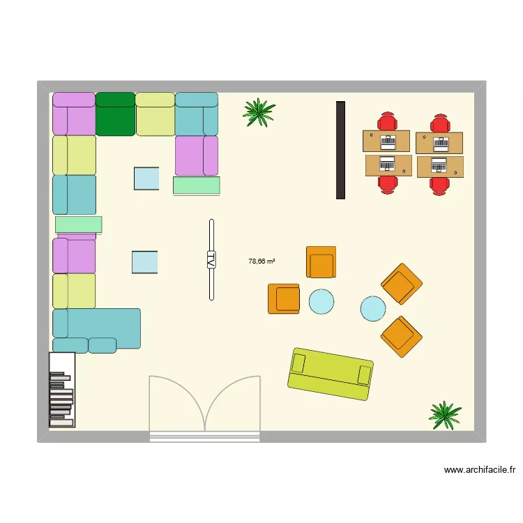 plan sokea. Plan de 1  et 79 m²