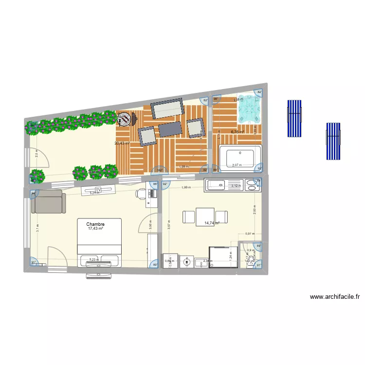 version gite love room 2. Plan de 4 et 59 m² version gite love room 2. Plan de 4 et 59 m²