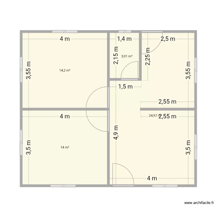 casa de yoro. Plan de 4 Pièces et 56 m² casa de yoro. Plan de 4 Pièces et 56 m²