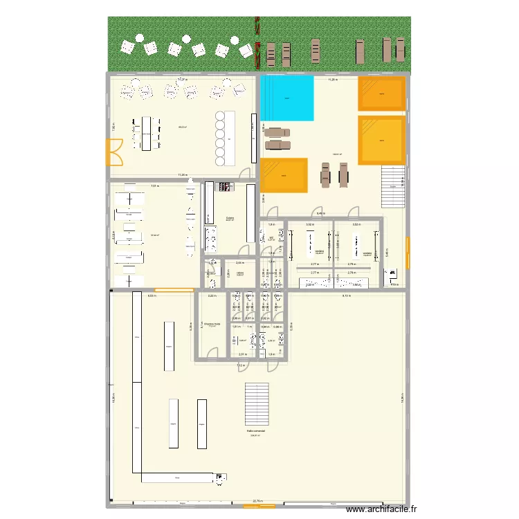 Halle. Plan de 27  et 1302 m²
