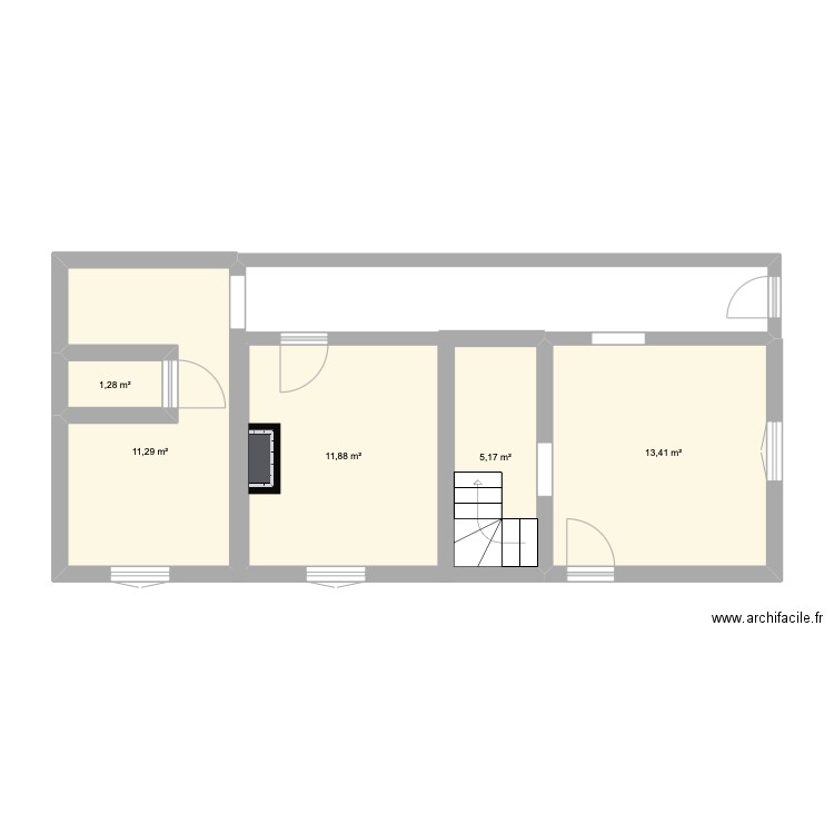 amiens. Plan de 5 pièces et 43 m2