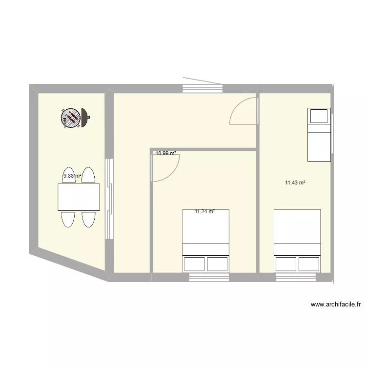logement 1 (1er étage). Plan de 4 et 44 m² logement 1 (1er étage). Plan de 4 et 44 m²