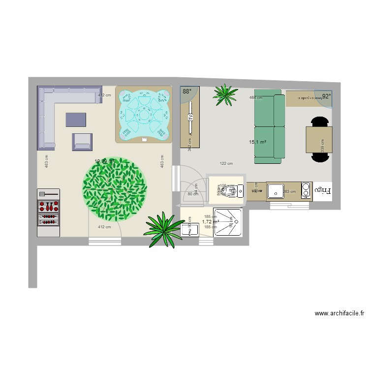 cha 3. Plan de 4 pièces et 37 m2
