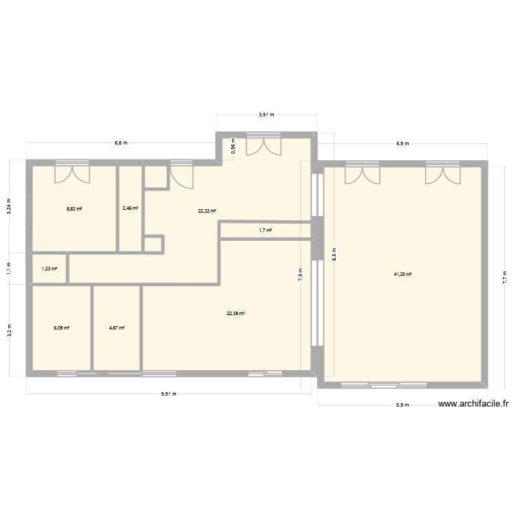 Extension salon cloison. Plan de 0 pièce et 0 m2