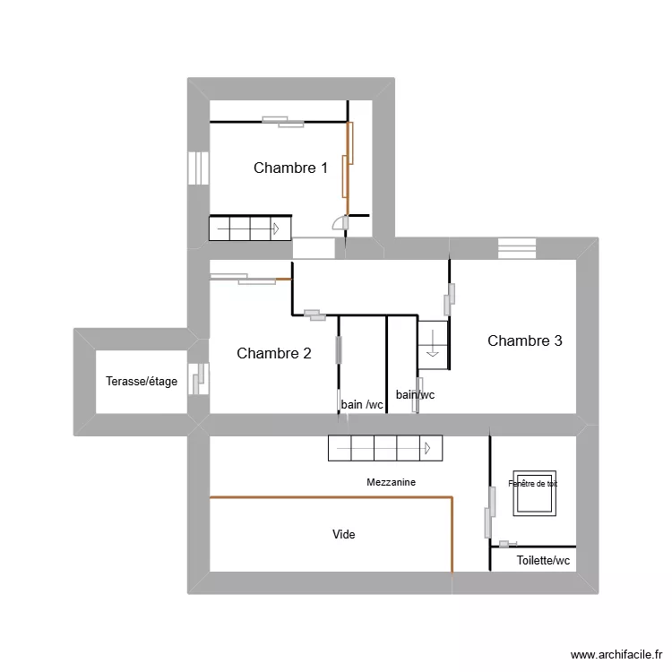 Modification: Mas de la vieille Eglise BELVEZET/ Etage 1. Plan de 9 Pièces et 21 m²