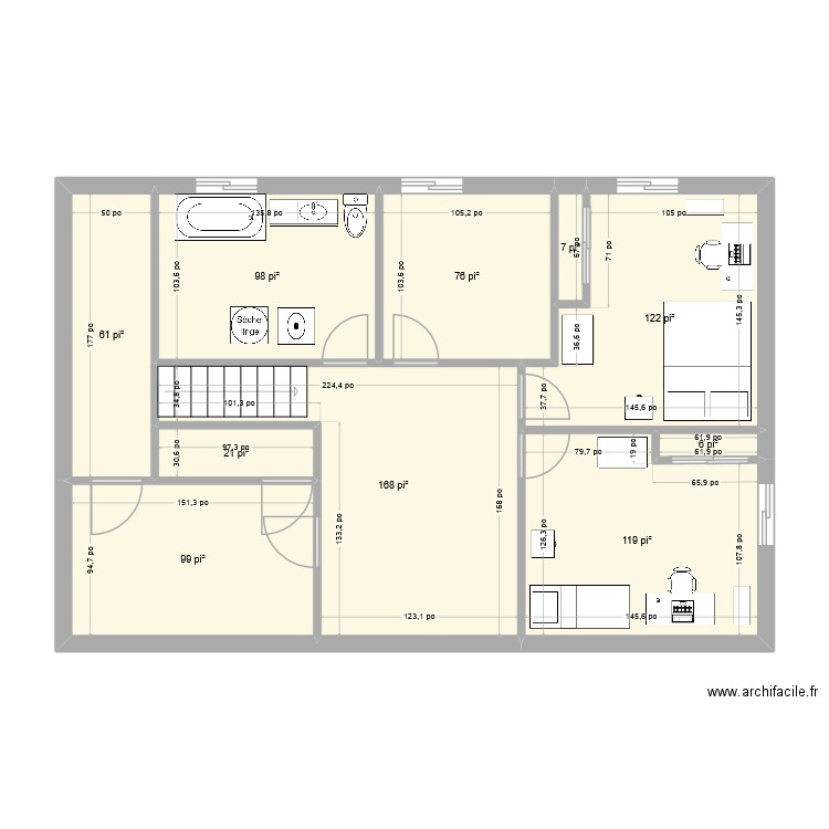 Sous sol maison apres v2. Plan de 10 pièces et 72 m2