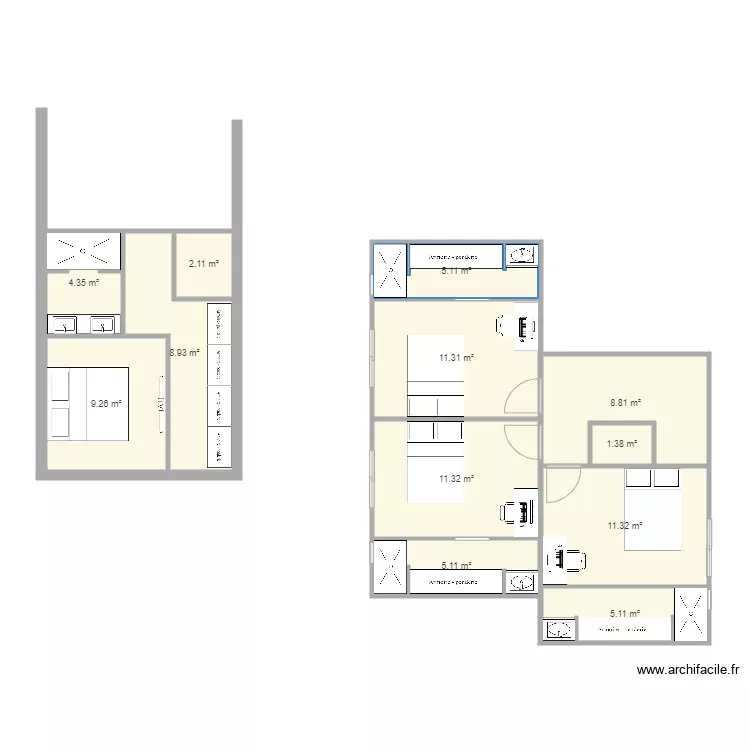 plein pieds. Plan de 