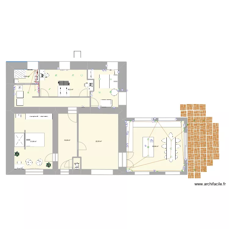 Longère - Coin nuit. Plan de Longère - Coin nuit. Plan de