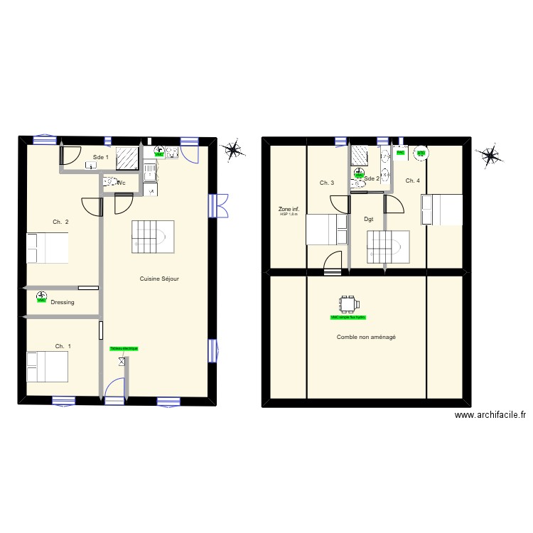 Vienne RDC. Plan de 12 pièces et 184 m2