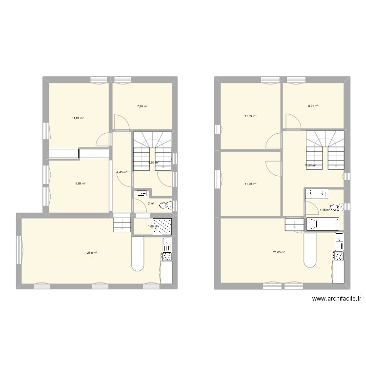 variante1. Plan de 14 pièces et 138 m2
