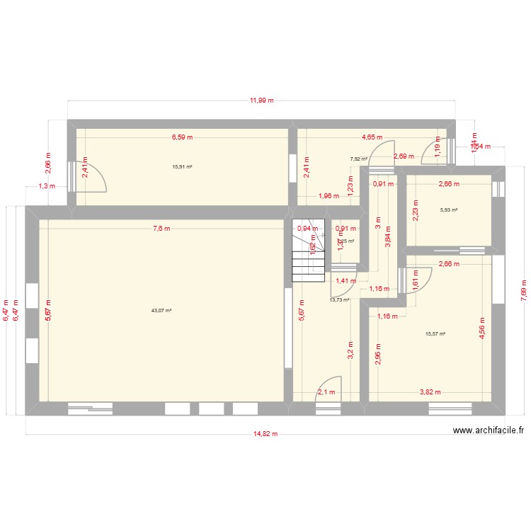 RDC LILIAN SANS AMGT + COTATIONS. Plan de 7 pièces et 103 m2